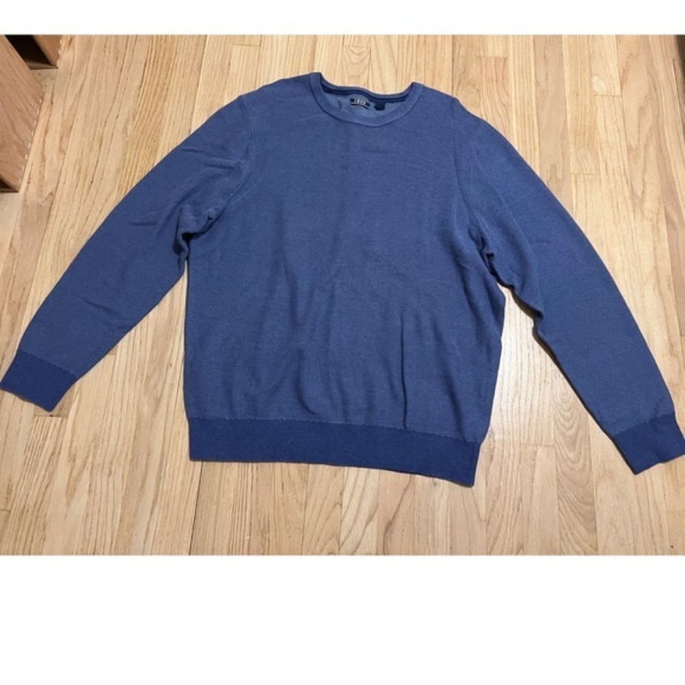 IZOD Mens Crew Neck Long Sleeve Pullover Sweater Blue Size Large